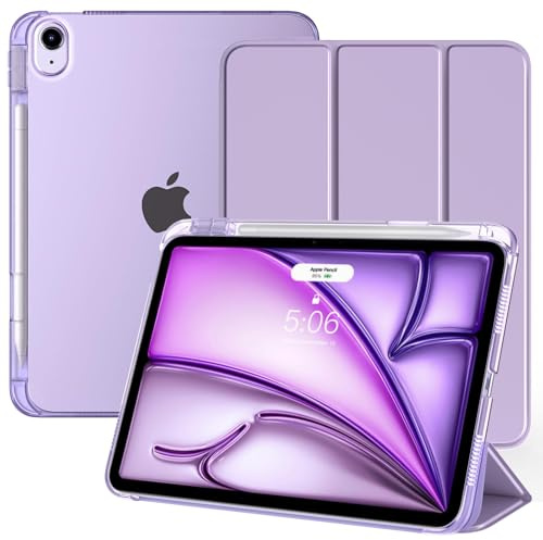 TiMOVO Cover per iPad Air 11 Pollici (M4 2026/M3 2025/M2 2024), Custodia iPad Air 5a/4a Gen (2022/2020) 10,9 Pollici con Portapenne, Supporto e Retro Traslucido, Auto Sveglia/Sonno, Taro Viola