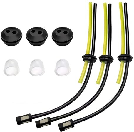 3 PCS Fuel Line Hose Kit, Universal Strimmer Fuel Pipe, Grass Petrol Trimmer Fuel Pipe, Petrol Strimmer Parts for Brush Cutter Trimmer Mower Hedge Trimmer