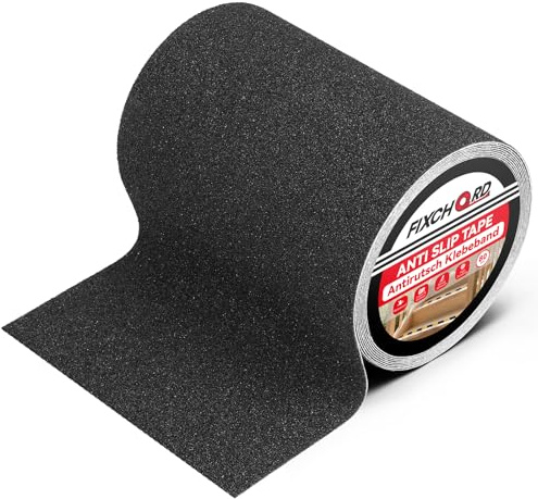 FIXCHORD Nastro di sicurezza antiscivolo, 5m*150mm nastro ad alta aderenza per interni ed esterni, strisce antiscivolo per scale e rampe, impermeabile ad alta trazione, grana 80, nero