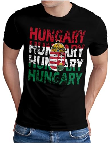 OM3® - Hungary - T-shirt Ungern Magyarország Fotboll Världskopp Soccer Fanshirt Sporttröja, S – 5XL, svart, XL