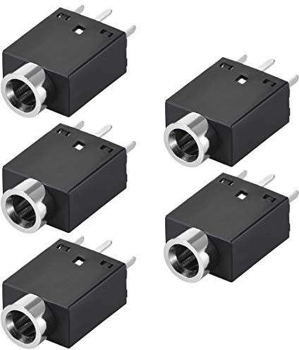 sourcing map 5 STK.Leiterplattenmontage Kopfhörer Anschluss 3,5 mm 5 Pin Busche PJ358 Schwarz