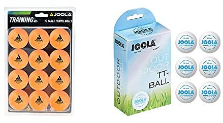 JOOLA Unisex – Erwachsene TT-Ball Outdoor, Weiß, 40 mm & Tischtennis-Bälle Training 40mm, Orange 12er Blister Pack