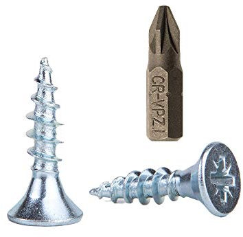 (Paquete de 100 piezas) Tornillos para madera de acero galvanizado de 2,5 x 16 mm, tornillos de cabeza Pozi-drive, sujetadores, avellanados, tornillos de aglomerado (100)