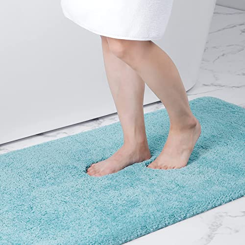 Homaxy Badezimmerteppich rutschfest Waschbar Badematte Weich Flauschig Badteppich Shaggy Hochflor Mikrofaser Badvorleger – 41 x 61 cm, Hellblau