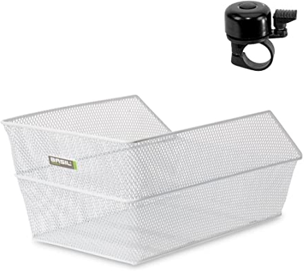 Basil Cento Gepäckträgerkorb Größe L weiß inkl. Fahrradklingel