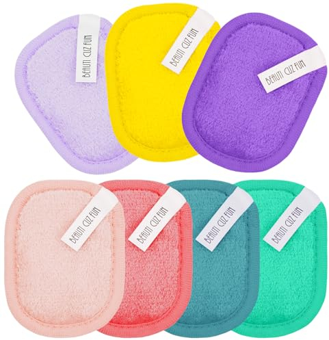 7 Pcs Coton Demaquillant Lavable, Disque Démaquillant Réutilisable en Microfibres, Lingette Demaquillante Lavable Double Face Disponible pour le Nettoyage des Yeux et du Visage
