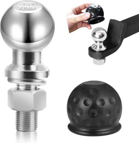 Kugelkopf Anhängerkupplung,50mm 3.5T Ø22mm Anhängerkupplungskugel Kupplungskugel Anhängerkupplung,Anhängerkupplung Abdeckung,Ackerschiene Kupplungskugel für Traktorfür Ackerschiene bis 3.5 Tonnen