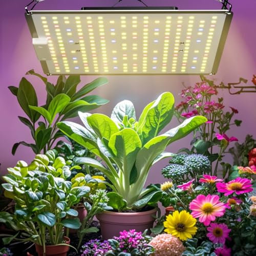 Homrich 600W LED Grow Light, Full Spectrum with Timer, 256 Leds, Dimmable, for Indoor Plants, Hydroponics, Grow Tent