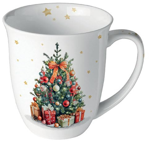 Ambiente Kaffeetasse Teetasse Becher mug 0,4 l Fine Bone China Porzellan christmas tree Weihnachtsbaum Dekoration Christbaum Weihnachten Advent