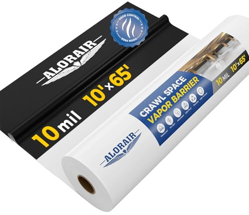 ALORAIR Crawl Space Vapor Barrier 10 mil 10'x65', Drop Cloth Vapor Barrier Covering for Crawlspace Encapsulation Moisture Control, Thick Plastic Sheeting Heavy Duty, Black and White Panda Film