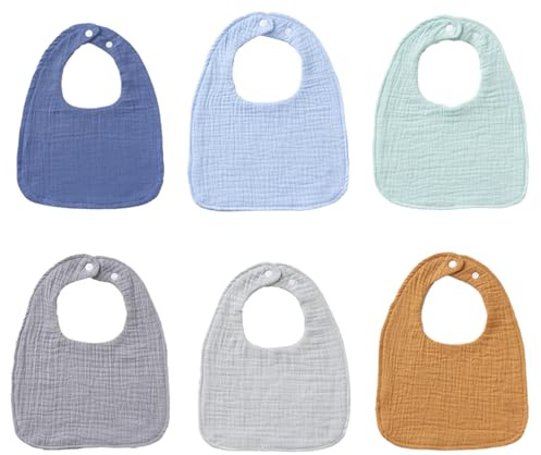 Oaygat 6 pcs Baby Bandana Dribble Bibs Drool Muslin Bibs Adjustable Muslin Super Absorbent Drool Bibs Soft and Absorbent with Adjustable Snaps for 0-36 Months Newborn and Toddlers