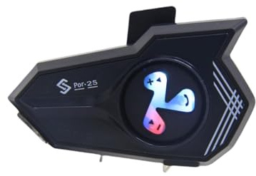 Cuffie per casco da moto – illuminazione, assistente vocale attivato, modulo di cancellazione del rumore, unità di comunicazione a grande raggio | Ideale per ciclismo, allenamento, attività all'aperto