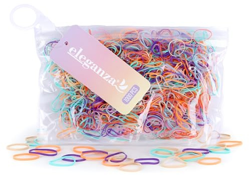 Tool & Tree Haargummis für Damen, Mädchen & Babys – 1000 bunte Mini-Gummis im Zip-Beutel – Haargummi dünn, sanft, elastisch - Ideal als Zopfgummis, Haarband, für Frisuren & kreative Kinder-Looks
