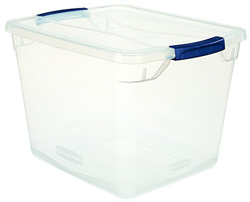 Rubbermaid Qt Clever Store Latching Tote Clear, 30-Quart