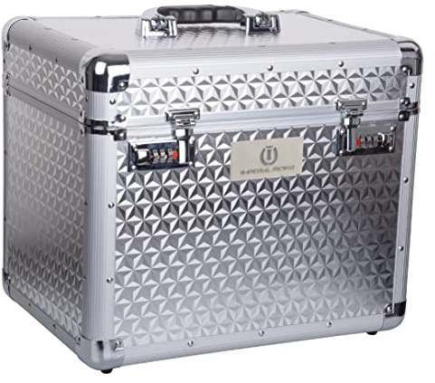 Imperial Riding IRHShiny Caja de limpieza con cerradura de combinación, compartimentos ajustables, caja de almacenamiento para herramientas de limpieza, con espejo en la tapa, caja de limpieza de alta