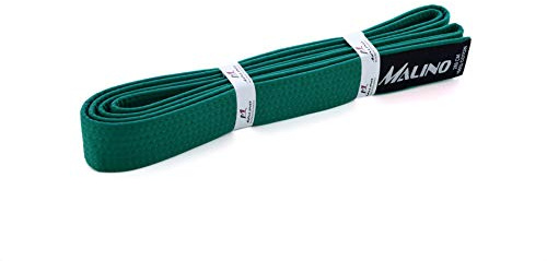 Malino Karate bälte karate vanligt kampsport bälte judo-bälte 100 % bomull 4,2 cm storlekar (grön, 260 cm)