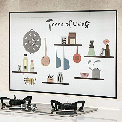 Oil Proof Wall Stickers Wallpaper Kitchen Backsplash Wall Protector Tools Pattern Waterproof Heat Resistant Tabletop Self-Adhesive Sticker for Kitchen Dining Room Wood Countertop (1)