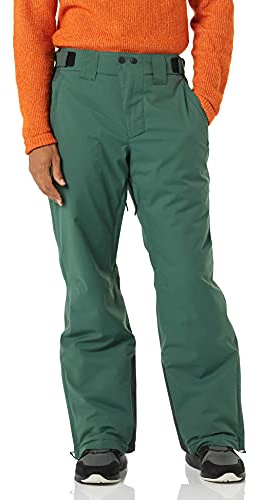 Amazon Essentials Men's Waterproof Breathable Insulated Snow Ski Pants, Black Spruce Green Color Block, X-Large