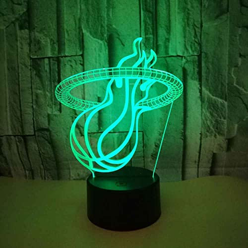 SWTZEQ 3D Lampe Illusion Optique Panier de basket créatif LED Veilleuse, enfants dorment la lampe de chevet 16 Couleurs Télécommande Lampe pour nouvel An Noël enfants chambre décor à la maison