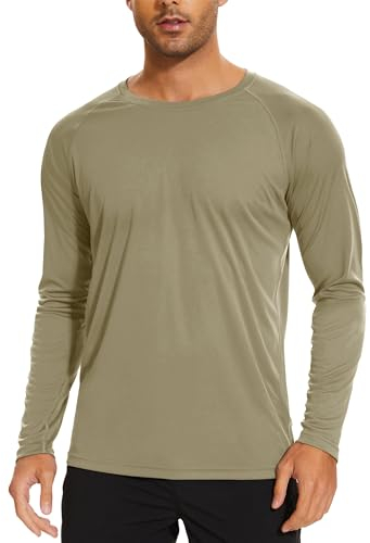 TACVASEN Herren UPF 50+ UV Sonnenschutz Langarmshirt Outdoor Langarm T-Shirt Rashguard, Stumpfes Cyan, L