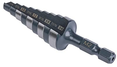 Jerax tools M2 HSS Quick Change 1/4 - 3/4 Step Drill Bit Double Fluted Drill Bits for Hole Drilling in Stainless Steel, Copper, Aluminum, Wood, Plastic