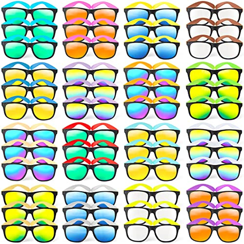 Sunglasses Bulk for Party favors, 48 Pack Neon Plastic Sunglasses with UV400 Protection, Great Gift for Birthday Supplies, Graduation, Summer Pool Beach Party favors, Goody Bag Filler for Boys Girls