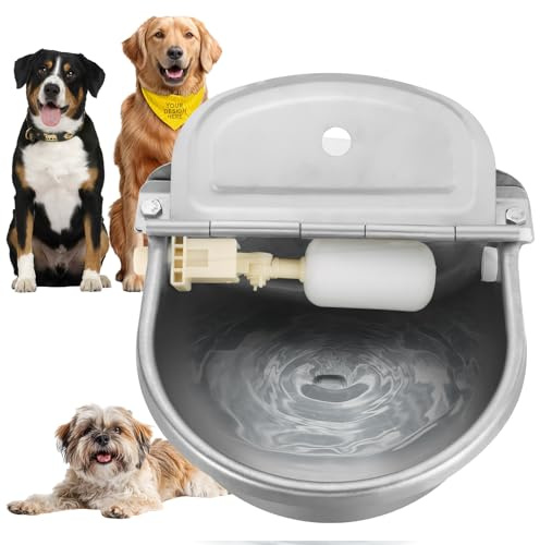 FLKQC Automatic Animal Drinking Water Bowl, Stainless Steel Water Troughs for Livestock Water Dispenser for Horse,Goat,Pig,Dog Pet Feeder (Without Drainage Hole)