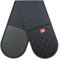 Black Oven Gloves Heat Resistant by Kiyotsu: Premium, Double Quilted Protection for Your Kitchen