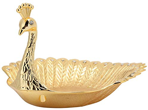 Ejoyous fruktskål guld, påfågel dekorativa fruktskålar zinklegering fruktkorg godistallrik torr carving arbetsplatta för plats torkad frukt påfågel mellanmål tallrik hantverk prydnad