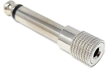 DRUT 1pcs 6.35mm Mono Jack Plug to 3.5mm Stereo Socket Adapter Cable Converter Audio Adapter (Silver)