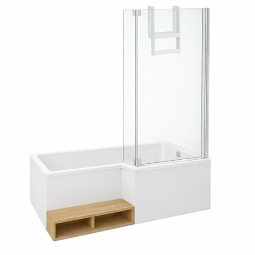 Pack baignoire bain douche 160 x 90 JACOB DELAFON Neo version droite + pare bain chromé + tablier en angle