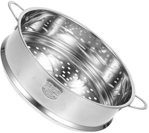 Zerodeko Cottura a Vapore in Acciaio Inossidabile 24Cm Pentola Vapore Impilabile Con Fori Uniformi Per Verdure Gnocchi Pesce E Di Mare