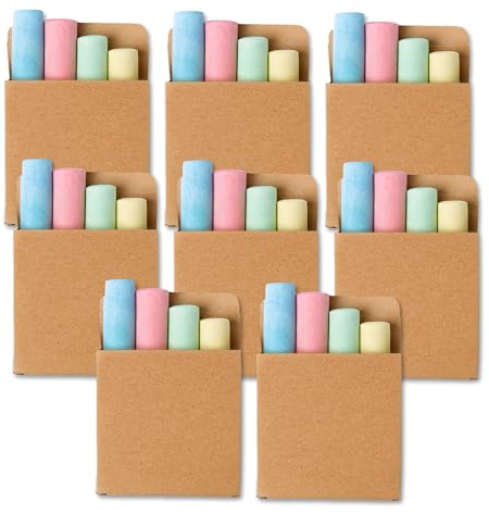 8 Packungen Malkreide a 4 Farben, farbige Tafelkreide zum Malen, Straßenmalkreide, Malkreide Kinder, Ideale Kinderbeschäftigung zum Kindergeburtstag Schulanfang & Hochzeiten, ungiftig & abwaschbar