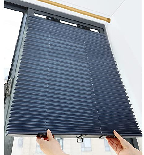 Saugnapf-Fensterrollo, Saugnapf-Plissee-Rollo, einziehbarer Balkon-Sonnenschutz, Sichtschutz-Plissee-Vorhang, for Zuhause, Auto, Büro, Badezimmer, ohne Bohren (B46 x L115 cm (18 x 45 Zoll))(Size:W65xL