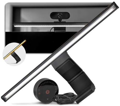 freeVoice Monitor Screenbar Pro I Schonende Anti-Blue-Light Bildschirmlampe I Monitorlampe mit drahtloser Steuerung & Auto-Dimmer I Blendfreie Monitorleuchte mit Clip-Befestigung & Webcam-Halterung