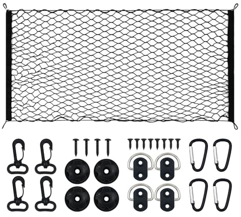 Trunk Storage Net Bag 110x 60CM cm Elastic Storage Net Campervan Storage Storage Net Car Storage Mesh Car Storage Net Bag Cargo Nylon Net For Car Caravan Motorhome Boat Truck Bed or Trunk (H02)