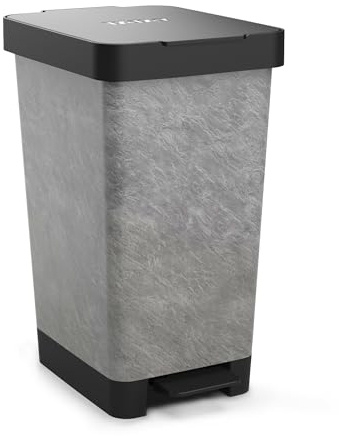 TATAY Pattumiera Cucina con Pedale Smart Deco 25L | Design Compatto e Funzionale | Interni ed Esterni | Per Sacchetti da 30L | Plastica Resistente Senza BPA | 26x36x47cm, Pietra