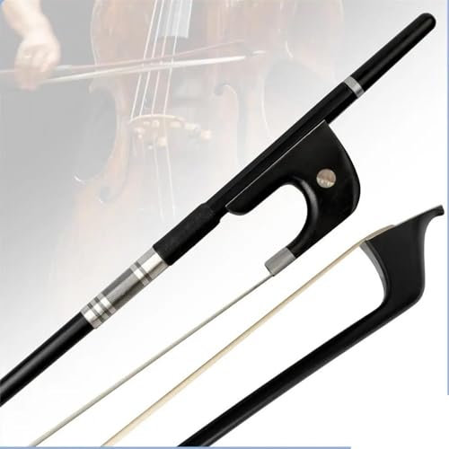 für Anfänger Geigenbogen Kontrabassbogen Aus Reiner Schwarzer Kohlefaser, Größe 4/4 3/4 1/2 Aufrechter Kontrabassbogen Aus Echtem Pferdehaar(4/4)