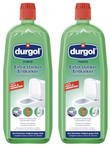 durgol Forte extra starker Entkalker für Urinstein & Kalk (2x1000ml) - Urinsteinentferner & Kalkentferner für WC, Dusche, Spülkasten - Spezial Profi Kalkreiniger flüssig - Kalkstein Reiniger Toilette