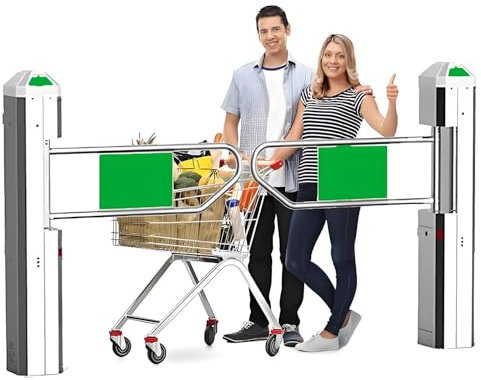 Automatic One-Way Radar Sensing Gate - Import Export Safety Entrance, 90° Swing Pedestrian Gate for Supermarkets, Automatic Closing Security Gate
