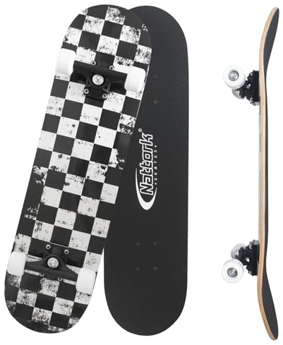 Nattork 31 Inch Complete Skateboard with PU Wheels, Wood 9 Layer Canadian Maple Trick Board for Boys Girls Youth Teens Gift for Beginners Checkerboard
