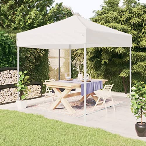Nqyjm Trädgårdspaviljong utomhus utomhus hopfällbart mottagningstält vitt 3 x 3 m, lusthus för bröllop, fester, camping, kommersiella evenemang