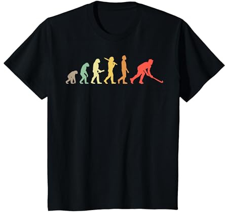 Hockey Evolución Retro Regalo para Jugadores De Hockey Camiseta, Niños, Negro, 3 años