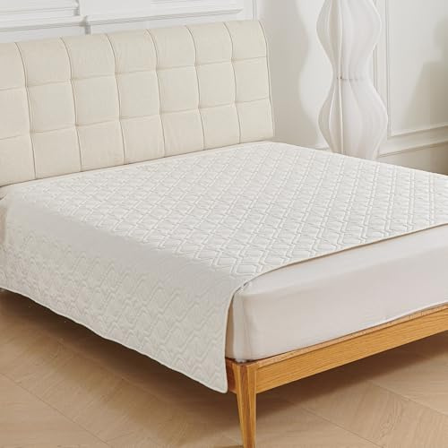 FANSU Traversine Lavabili Tinta Unita per Incontinenza Adulti Bambino Anziani,Traverse Letto Antiscivolo,Riutilizzabili Coprimaterasso,Assorbente Protezioni Materasso Foglio (Bianco 1,210x305cm)