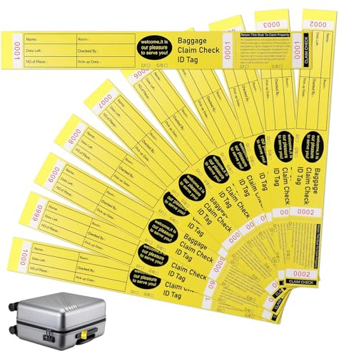 Lot de 1 000 étiquettes à bagages avec étiquettes détachables, adhésif double face, numéro consécutif, de 001 à 1 000, avec marquage clair, idéales pour les voyages, les hôtels et le stockage