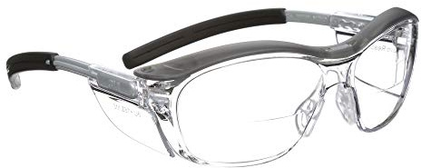 3M Safety Glasses with Readers, +2.5 Diopter, Clear Lens, Gray Frame