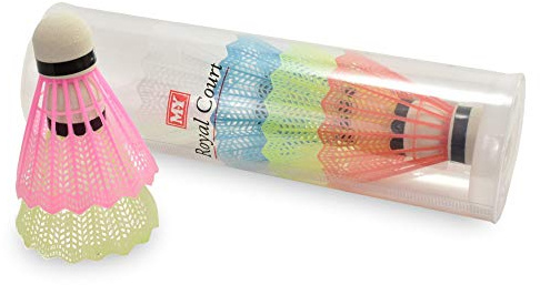 royal court 6 Badminton Shuttlecocks - Multi Colour Plastic & Nylon Shuttle Cocks