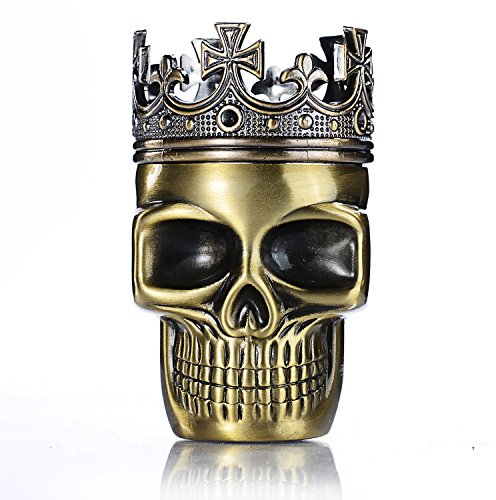 LIHAO Herb Grinder King Skull Alter gekrönter König Schädel Pollen Crusher für Spice,Kaffee,Herb,Kraeuter,Gewürze(Bronze)