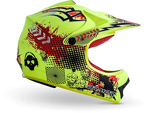 ARMOR HELMETS® AKC-49 „Limited Yellow“ · Kinder Cross-Helm · Motorrad-Helm MX Cross-Helm MTB BMX Cross-Bike Downhill Off-Road Enduro-Helm Sport · DOT Schnellverschluss Tasche L (57-58cm)