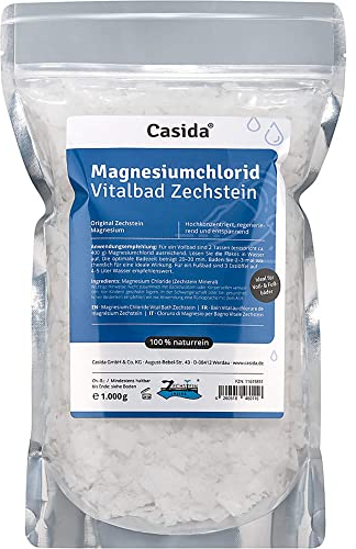 Casida - Magnesio originale Zechstein per Bagno Vitale - puro esaidrato di cloruro di magnesio naturale - per bagno o pediluvio - adatto per olio di magnesio - la qualità delle farmacie - 1000g